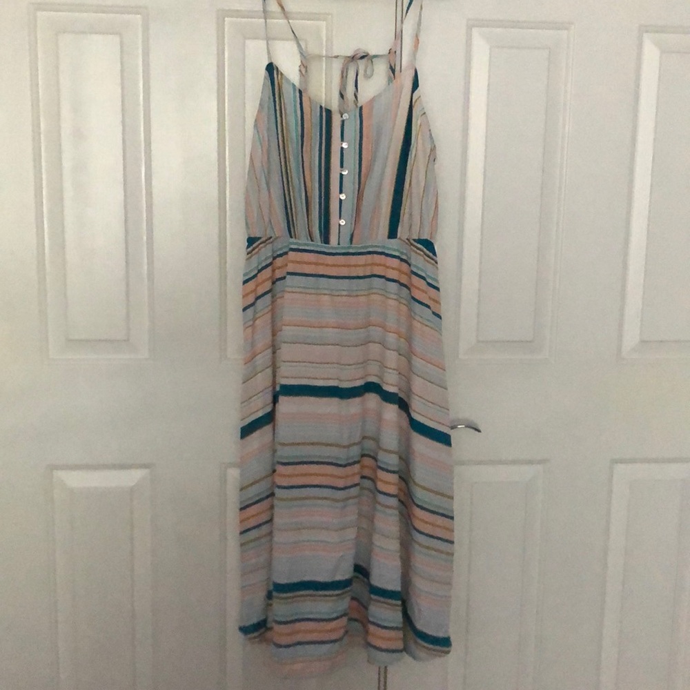 LC Lauren Conrad Teal Aqua Striped Dress